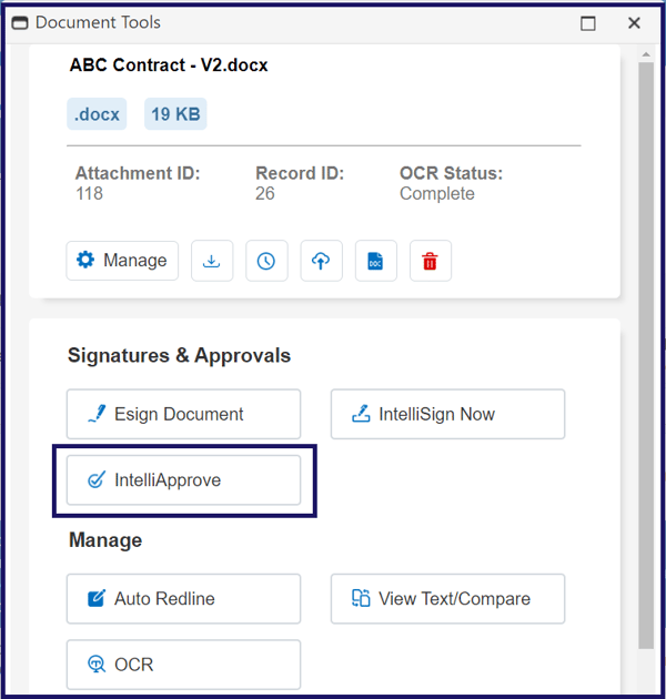 CobbleStone Software IntelliApprove in Document Toolbox.