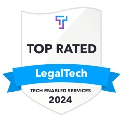 Theorem Legal Tech - Top Rated in Tech Enabled Services Badge for CobbleStone Software - 2024