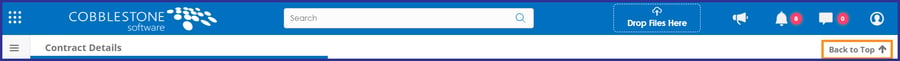 CobbleStone Contract Insight 22.1.0 progress bar and back to top button.