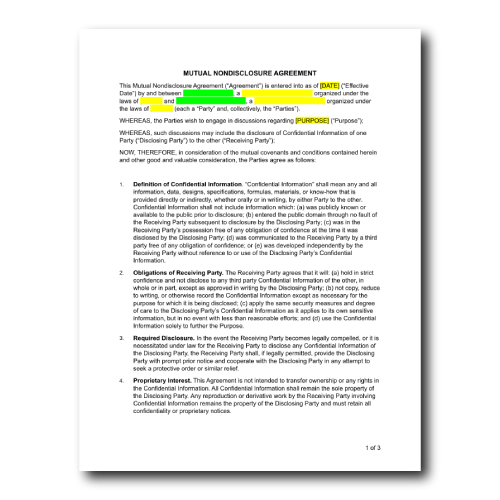 Thumbnail - Contract Template - Non-Disclosure Agreement